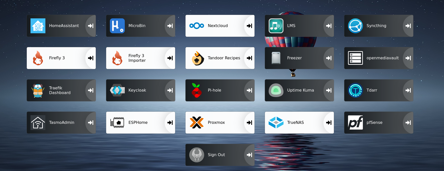 An image showing the services currently running on my NAS